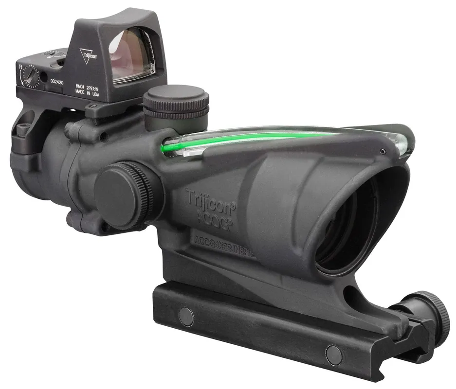 Trijicon ACOG Combo 4x 32mm Obj 36.80 ft @ 100 yds FOV Matte Black Finish Dual Illuminated Green Crosshair