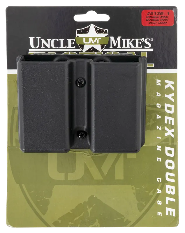 Uncle Mike‘s Kydex Double Mag Case Black Finish, 1.75" Belt Size & Clip