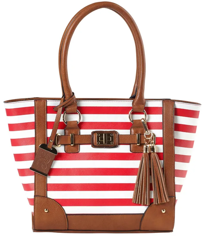 Bulldog Tote Purse w/Holster Cherry Stripe Leather Most Sm Pistols & Revolvers RH