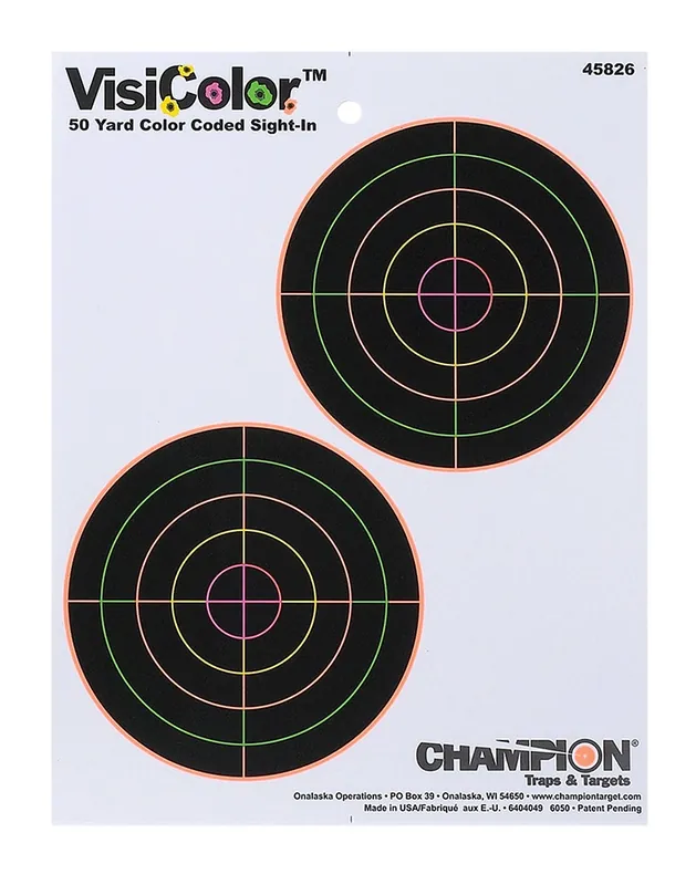 Champion Targets VisiColor 5" Double Bullseye Paper Self-Adhesive 8.50" x 11" Multi-Color 10 Pk.