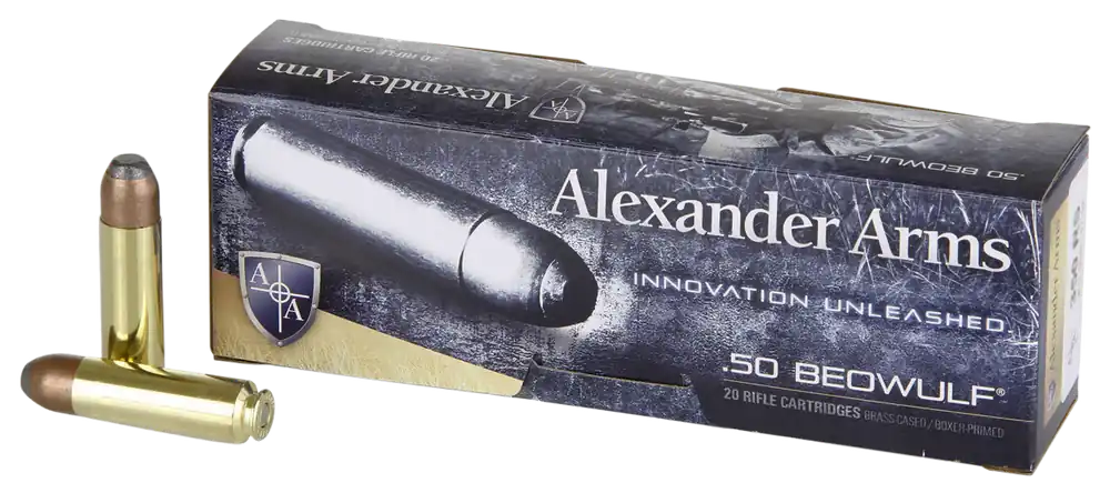 Alexander Arms Rifle Ammo 50 Beowulf 400 gr Flat Point (FP) 20 Bx