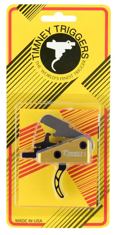 Timney Triggers Competition Trigger Single-Stage Skeletonized Curved Trigger with 3 lbs Draw Weight & Black/Gold Finish for AR-15