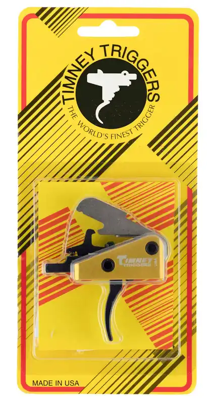 Timney Triggers Competition Trigger Single-Stage Curved Trigger with 3 lbs Draw Weight & Black/Gold Finish for AR-15