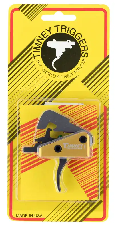 Timney Triggers Competition Trigger Single-Stage Curved Trigger with 4 lbs Draw Weight & Black/Gold Finish for AR-10