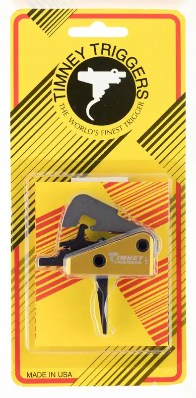 Timney Triggers Competition Trigger Single-Stage Straight Trigger with 4 lbs Draw Weight & Black/Gold Finish for AR-10