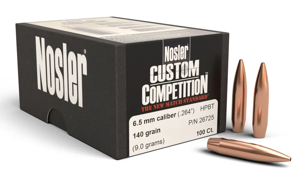 Nosler Custom Competition 6.5 Creedmoor .264 140 gr Hollow Point Boat-Tail (HPBT) 100 Per Box