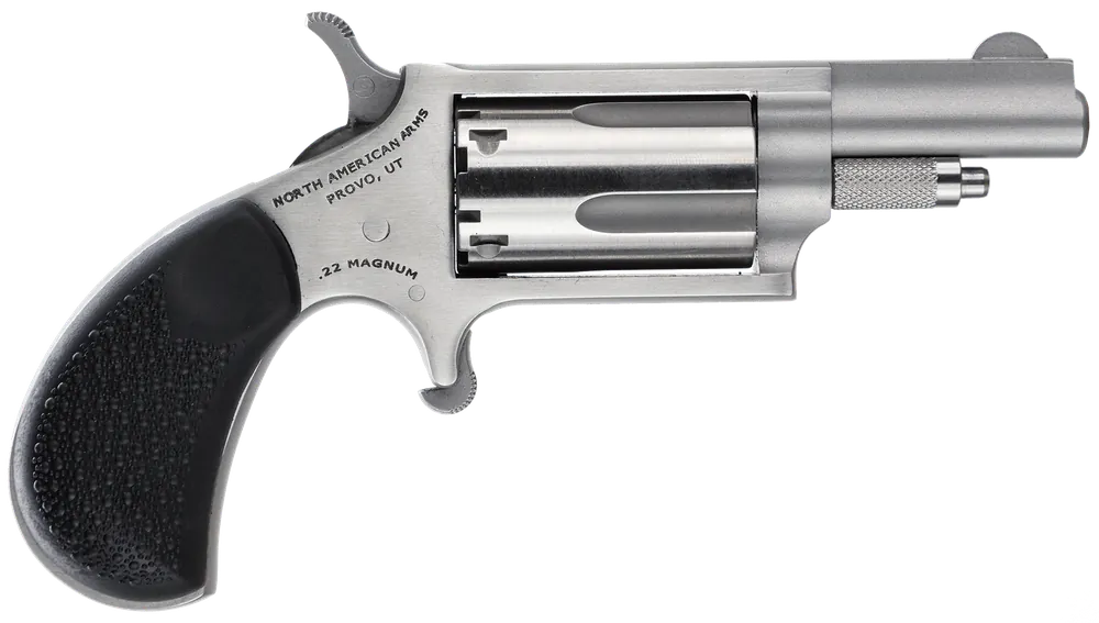 North American Arms 22MGRCHSS Mini-Revolver Carry Combo 22 WMR Caliber with 1.63" Barrel, 5rd Capacity Cylinder, Overall Stainless Steel Finish & Black Rubber Grip Includes Holster