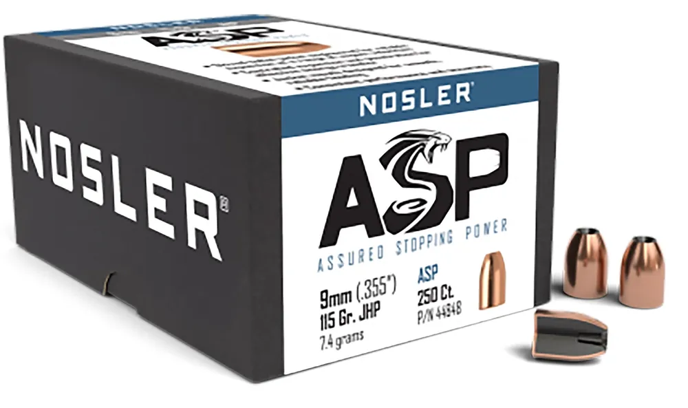 Nosler Sporting Handgun 9mm .355 115 gr Jacketed Hollow Point (JHP) 250 Per Box