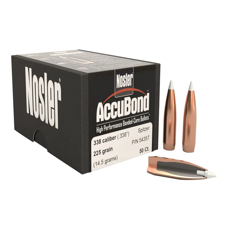 Nosler AccuBond 338 Cal 225 Gr Spitzer Point 50/Box