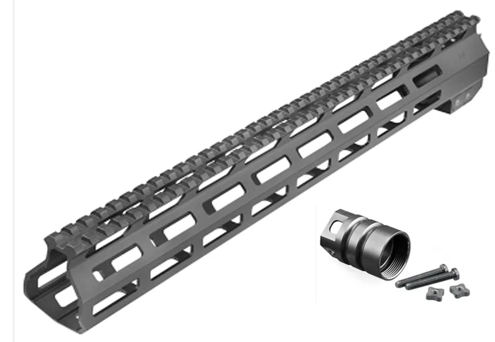 Aim Sports AR Handguard 13.50" High M-LOK Style Made of 6061-T6 Aluminum with Black Anodized Finish for 308 Cal AR-10