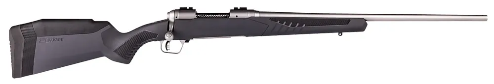Savage 338 Win Mag 3+1, 24" Barrel, Stainless Finish, Gray AccuStock RH Stock