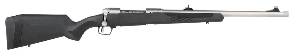 Savage 375 Ruger 3+1, 20" Barrel, Stainless, Black Synthetic RH Stock