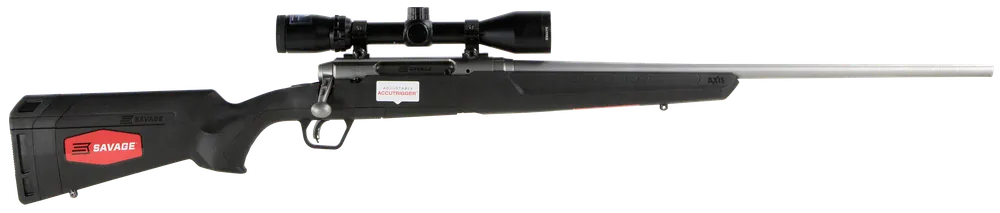 Savage 223 Rem 4+1, 22" Barrel, Stainless Metal, Black Syn RH Stock, Bushnell Scope
