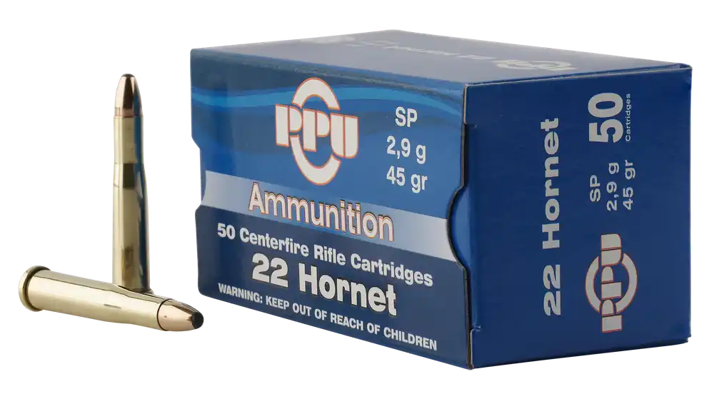 PPU Standard Rifle 22 Hornet 45 gr Soft Point (SP) 50 Bx
