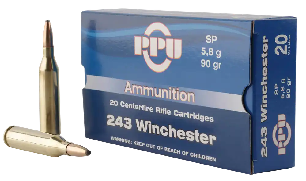 PPU Standard Rifle 243 Win 90 gr Soft Point (SP) 20 Bx