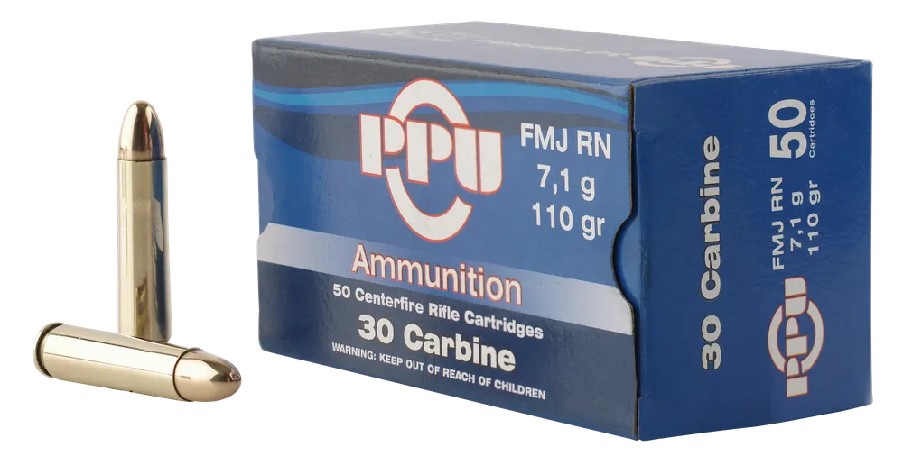 PPU Standard Rifle 30 Carbine 110 gr Full Metal Jacket (FMJ) 50 Bx
