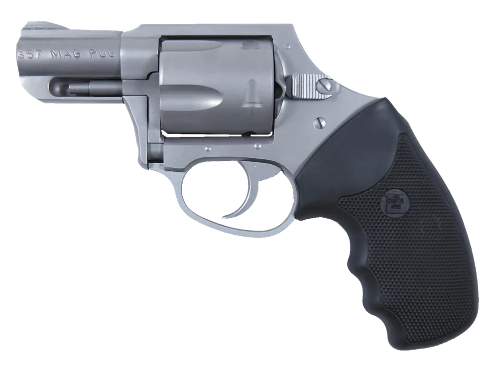 Charter Arms 73521 Mag Pug DAO 357 Mag Caliber with 2.20" Barrel, 5rd Capacity Cylinder, Overall Matte Stainless Steel Finish, Hammerless Frame & Finger Grooved Black Rubber Grip