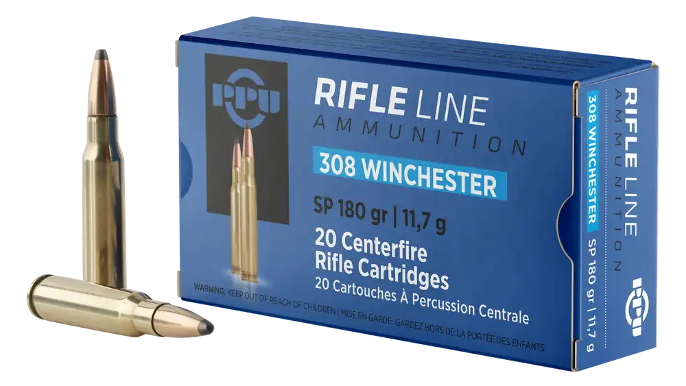 PPU Standard Rifle 308 Win 180 gr Soft Point (SP) 20 Bx