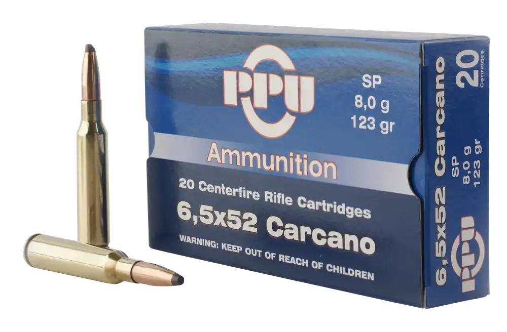 PPU Metric Rifle 6.5x52mm Carcano 123 gr Soft Point (SP) 20 Bx