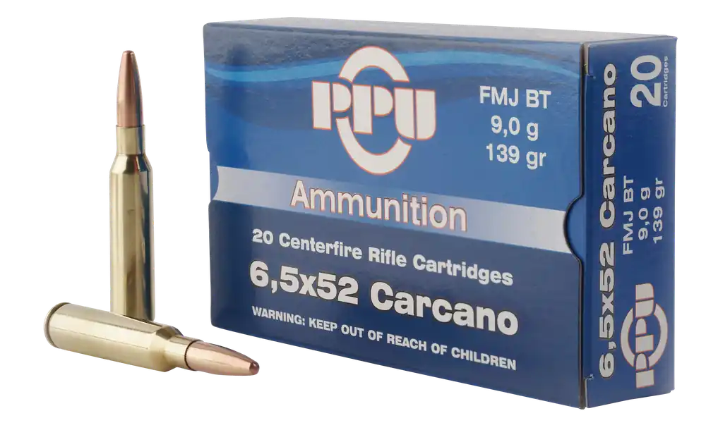 PPU Metric Rifle 6.5x52mm Carcano 139 gr Full Metal Jacket (FMJ) 20 Bx