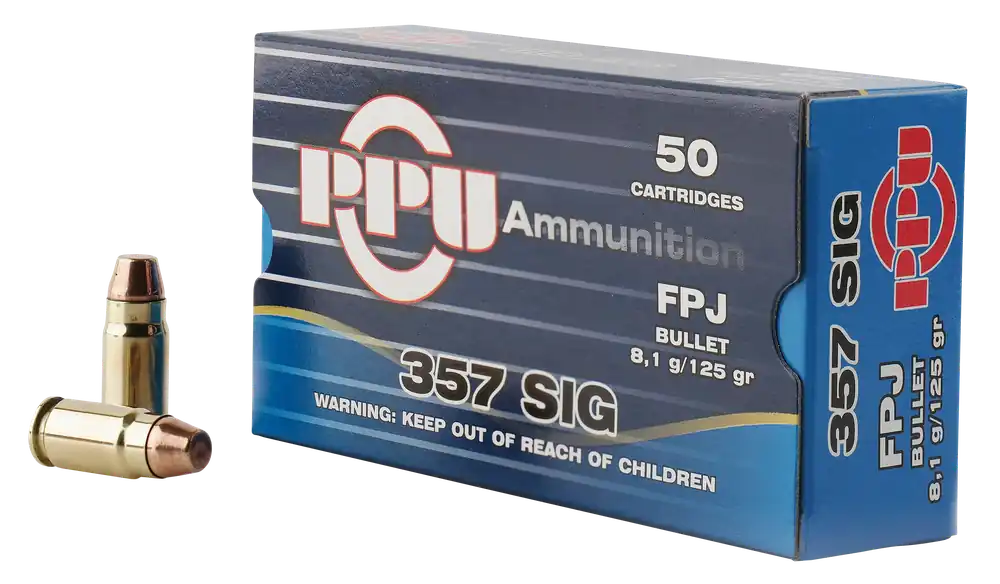 PPU Handgun 357 Sig 125 gr Flat Point Jacketed (FPJ) 50 Bx/ 20 Cs