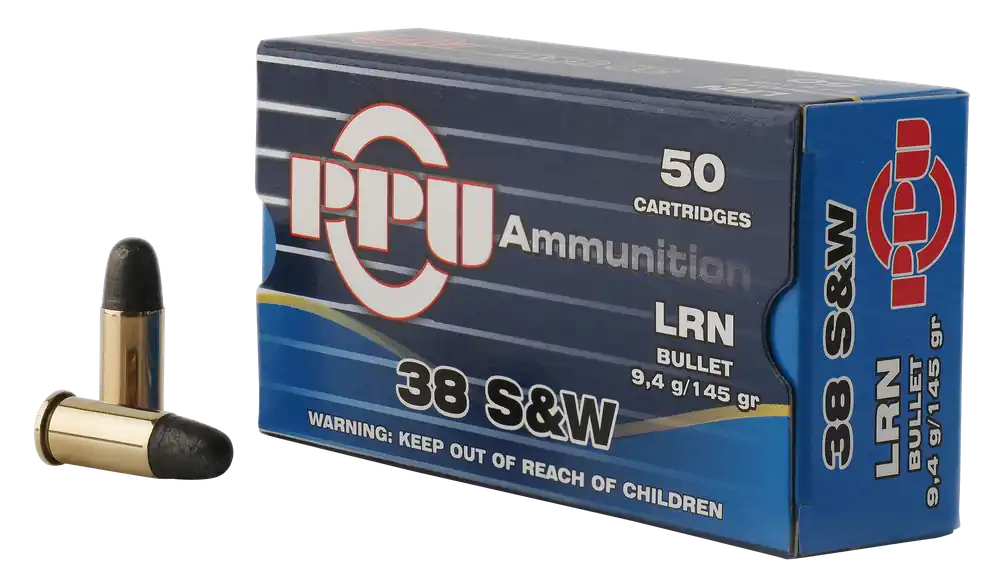 PPU Handgun 38 S&W 145 gr Lead Round Nose (LRN) 50 Bx/ 20 Cs