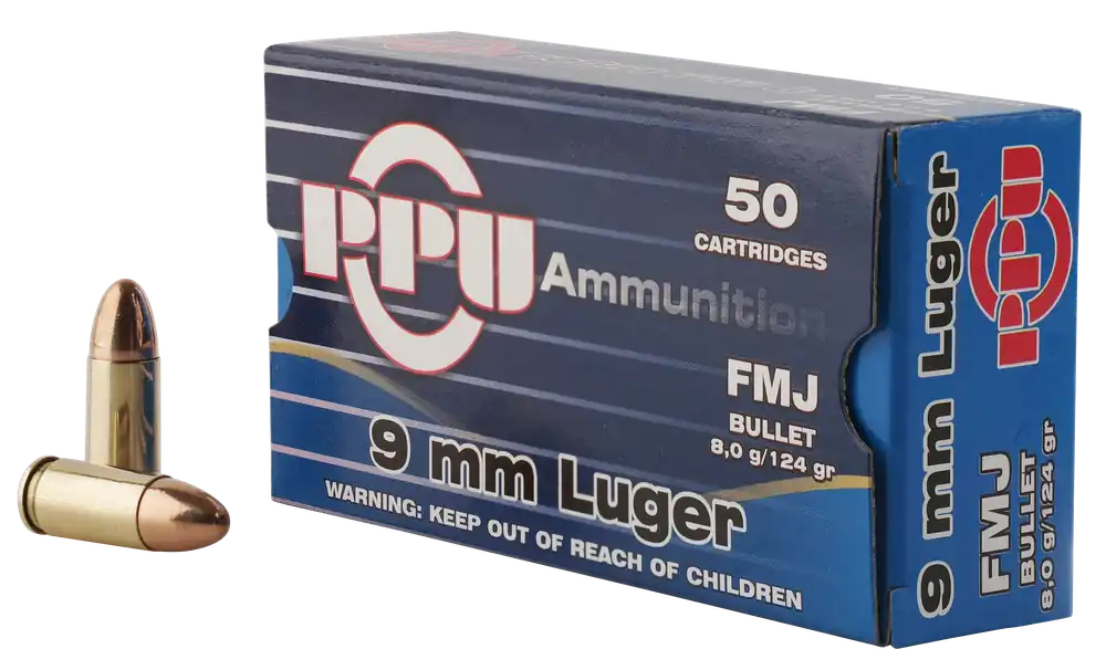 PPU 9mm Luger 124gr FMJ 50rd Box
