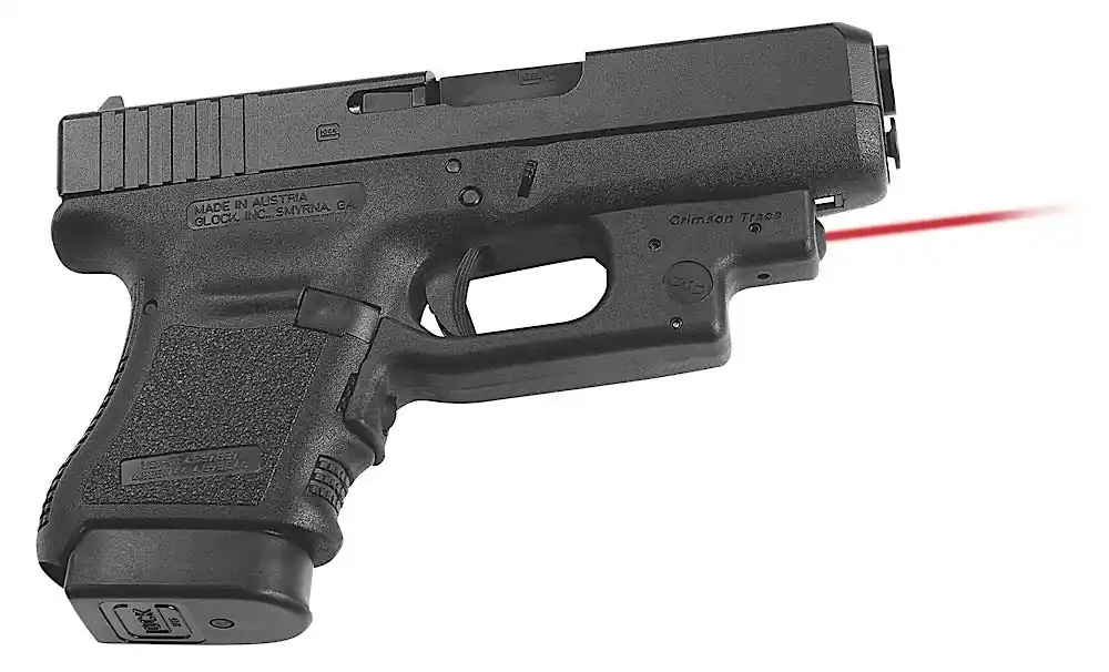 Crimson Trace Laserguard 5mW Red Laser with Front Activation, 620-670nM Wavelength & 50 ft Range Black Finish for Glock 19 Gen5 & 19,23,25-28,32,33,36,38, 39 Gen3-4