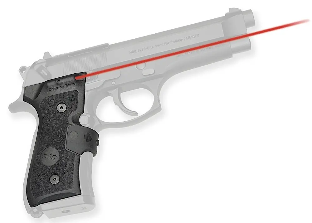 Crimson Trace Lasergrips Mil-Spec 5mW Red Laser with 633nM Wavelength & 50 ft Range Black Finish for Beretta 92, 96, M9A1 (Except 92X Variant)