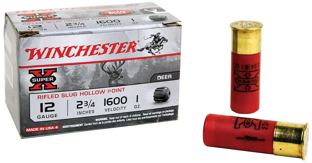 Winchester Super X Shotshell Slug Load 12ga 2-3/4" 1oz Rifled Hollow Point Lead Slug 15 Shells Per Box