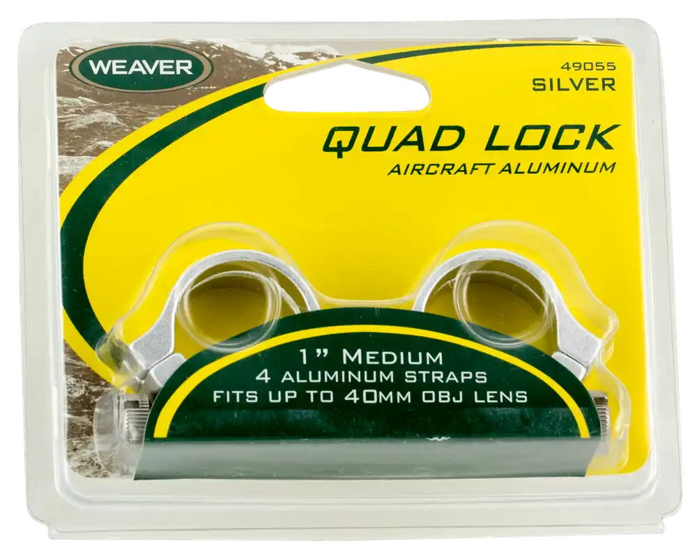 Weaver Mounts 49049 Quad Lock Scope Ring Set For Rifle Extra High 1" Tube Matte Black Aluminum