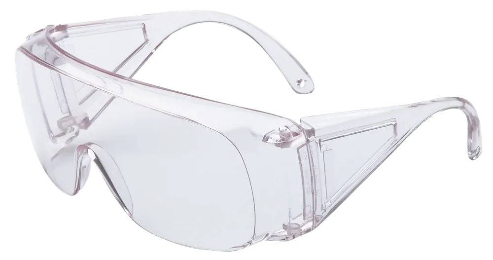 Howard Leight R01701 HL100 OTG 99.9% UV Rated Polycarbonate Clear Lens with Clear Wraparound Frame & Molded Nose Piece for Adults