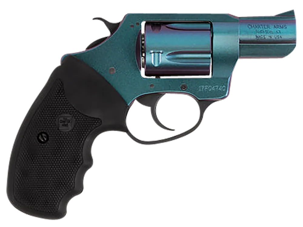 Charter Arms 25387 Undercover Chameleon 38 Special Caliber with 2" Barrel, 5rd Capacity Cylinder, Overall High Polished Iridescent Cerakote Finish & Finger Grooved Black Rubber Grip