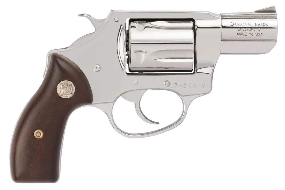 Charter Arms 73829 Undercover 38 Special Caliber with 2" Barrel, 5rd Capacity Cylinder, Overall High Polished Finish Stainless Steel & Wood Grip