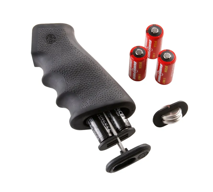 Hogue OverMolded Grip Cobblestone Black Rubber with Finger Grooves & Storage Compartment for AR-15, M16 (Batteries Not Included)