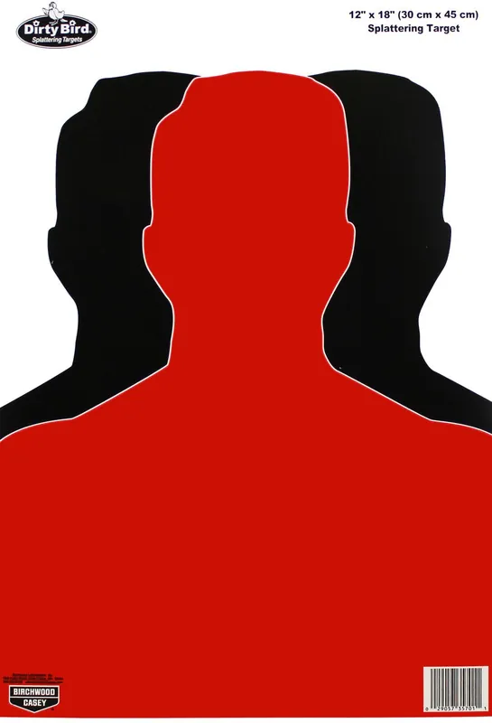 Birchwood Casey Dirty Bird Silhoutte III Silhouette Tagboard Hanging Pistol 12" x 18" Black/Red 100 Per Pkg
