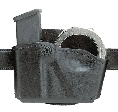 Safariland Cuff/Magazine Pouch Fits Beretta 8045F Black Leather Belt Clip Mount