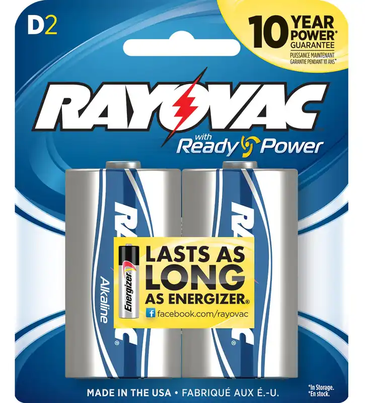 Rayovac D 1.5V Alkaline 12000 mAh 2 Batteries Per Pack