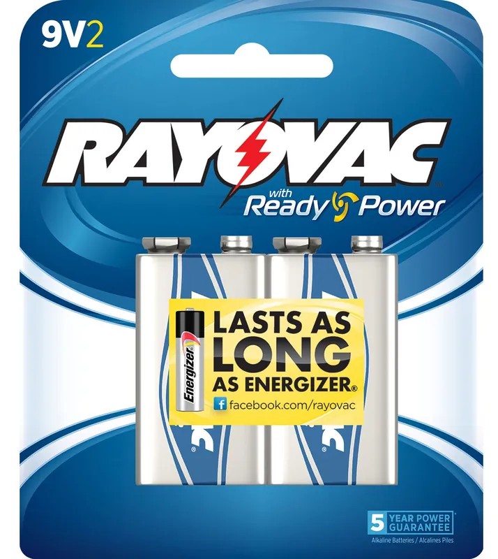 Rayovac 9V Alkaline 565 mAh 2 Batteries Per Pack
