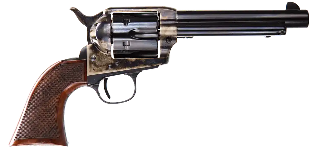 Taylors & Company 4108DE Smoke Wagon Deluxe 357 Mag 6rd 5.50" Blued Cylinder & Barrel Color Case Hardened Steel Frame Checkered Walnut Grip (Taylor Tuned)
