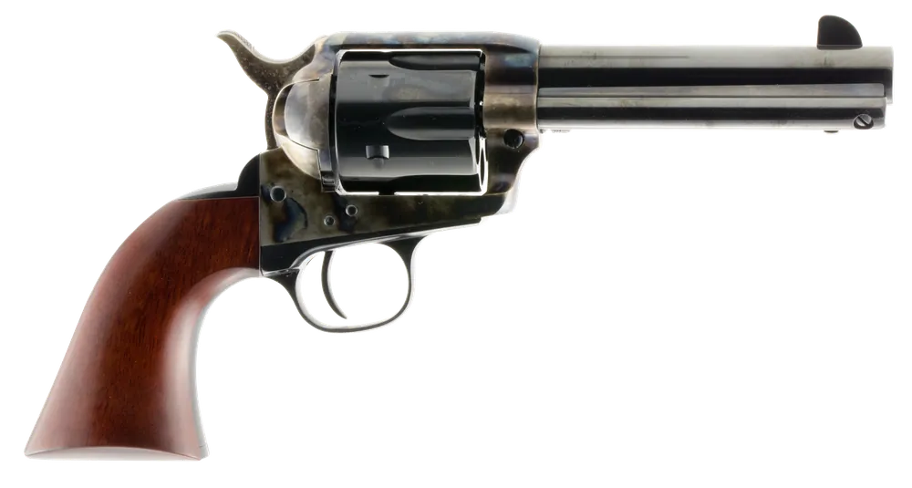 Taylors & Company 550887 1873 Cattleman SAO 45 Colt (LC) Caliber with 4.75" Blued Finish Barrel, 6rd Capacity Black Finish Cylinder, Color Case Hardened Finish Steel Frame & Walnut Grip