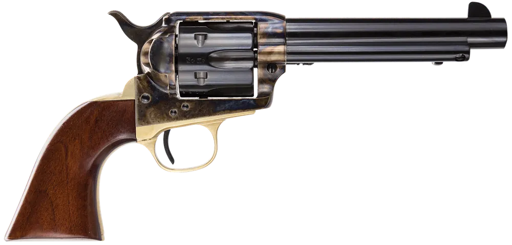 Taylors & Company 550847 Ranch Hand 45 Colt (LC) Caliber with 5.50" Blued Finish Barrel, 6rd Capacity Blued Finish Cylinder, Color Case Hardened Finish Steel Frame & Walnut Grip