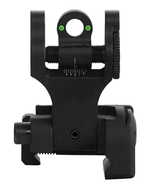 Troy Ind Tritium BattleSights Rear Sight Folding Green Black Hardcoat Anodized for AR-15