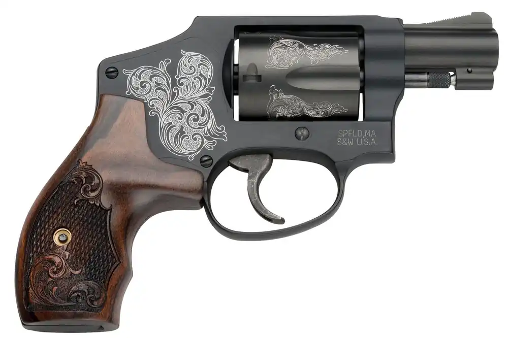 Smith & Wesson Model 442 38 Spl +P Revolver 1.88" Matte Black Engraved 150785
