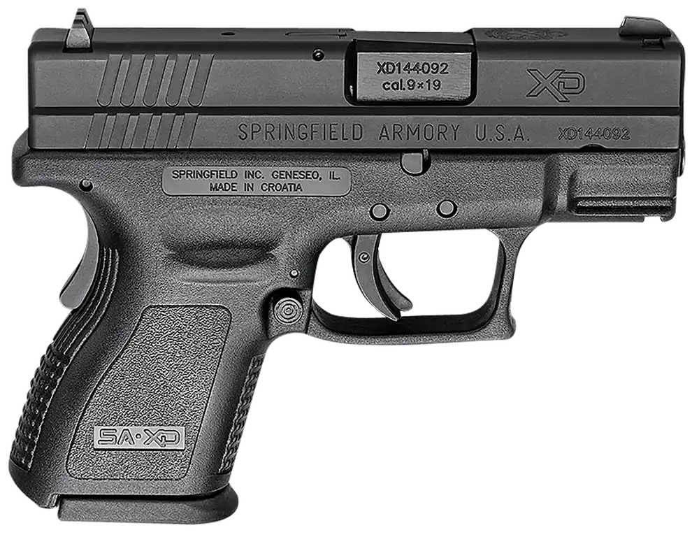 Springfield Armory XD3 Sub-Compact 9mm 3" 10+1 Black Polymer Frame Black Steel Slide Rail Grip Safety CA Compliant XD9801