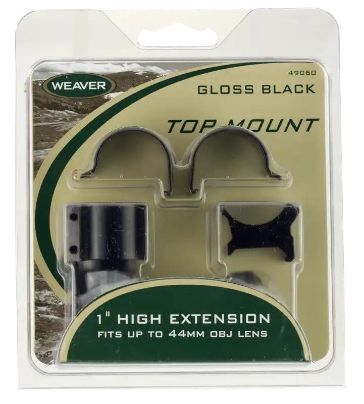 Weaver Mounts 48449 Top Mount Scope Ring Set Extended For Rifle Extra High 1" Tube Matte Black Aluminum