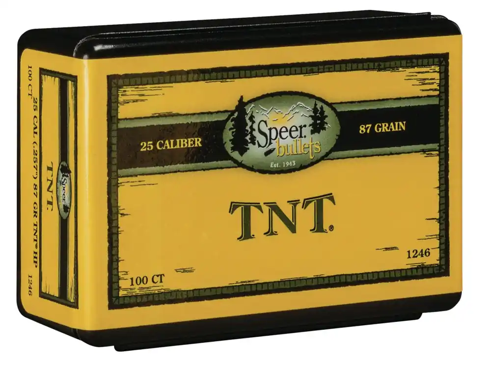 Speer TNT 25 Cal. .257 87 gr Jacketed Hollow Point (JHP) 100 Per Box