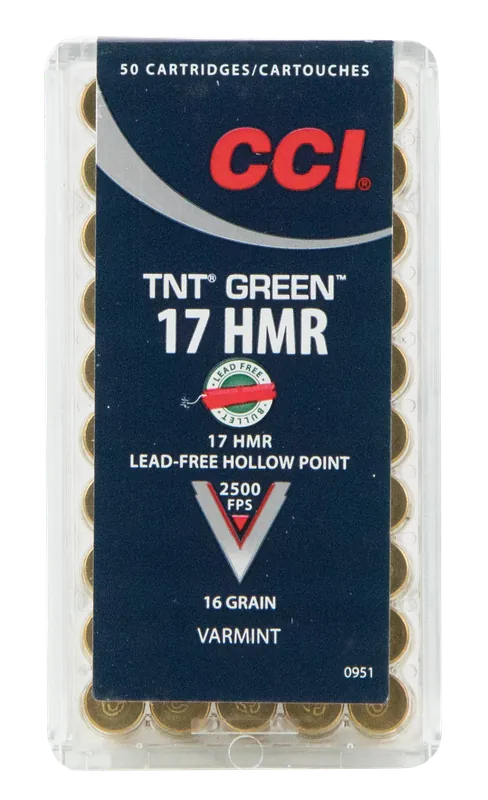 CCI Varmint TNT Green 17 HMR 16 Gr. 2500 fps Speer TNT Green Hollow Point 50/Box