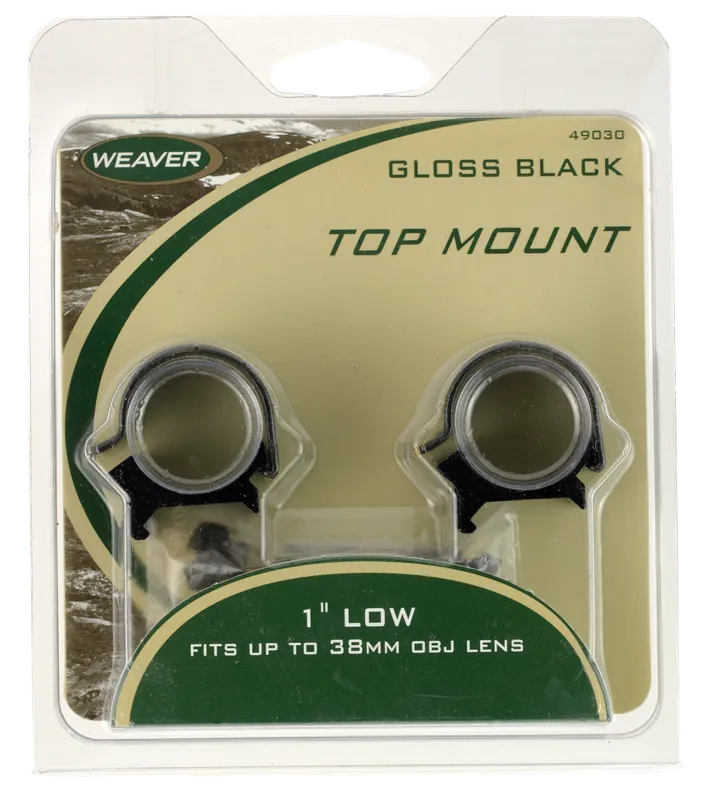Weaver Mounts 49121 Top Mount Scope Ring Set Quick Detach For Rifle Low 30mm Tube Matte Black Aluminum/Steel