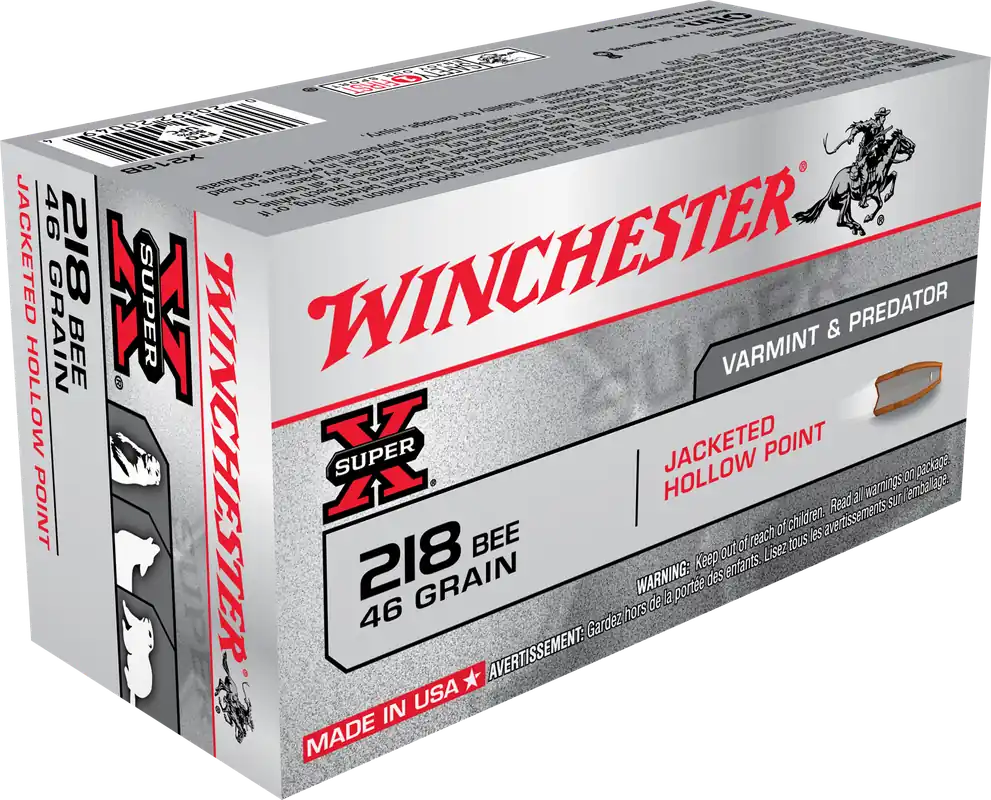 Winchester Ammo Super-X 218 Bee 46 gr Jacketed Hollow Point (JHP) 50 Bx/10 Cs